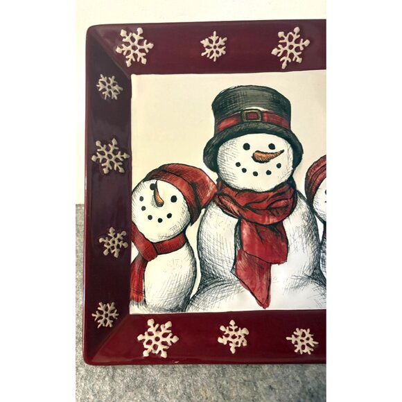 St. Nicholas Square Yuletide 10.25" x10.25" Snowman Plate  # 3080 - Picture 2 of 5